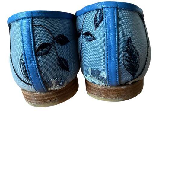 Ramon Tenza Blue Embroidered mesh ballet flats 10 - Picture 5 of 8